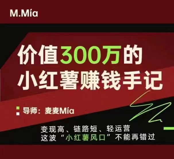 麦麦Mia-价值300万的小红书赚钱手记百度网盘
