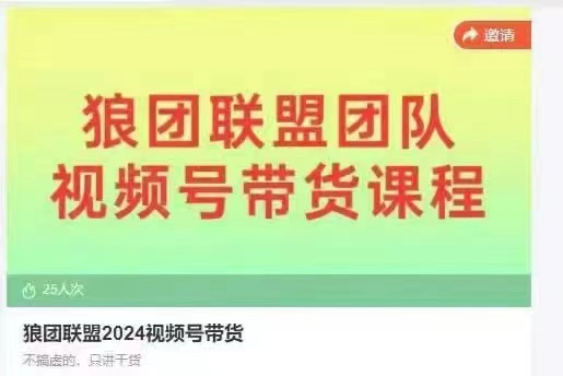 狼团联盟2024视频号带货百度网盘