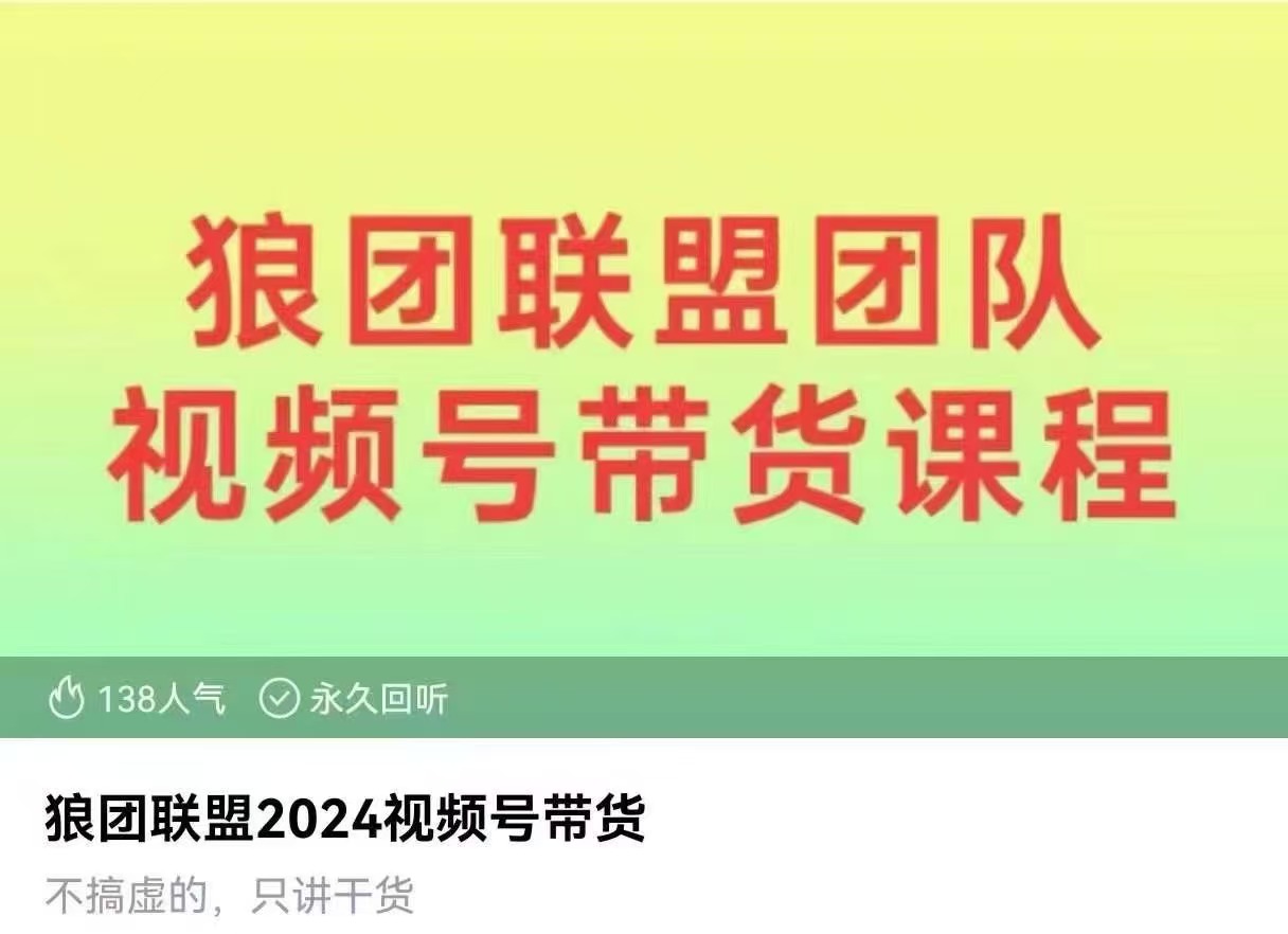 狼团联盟2024视频号带货